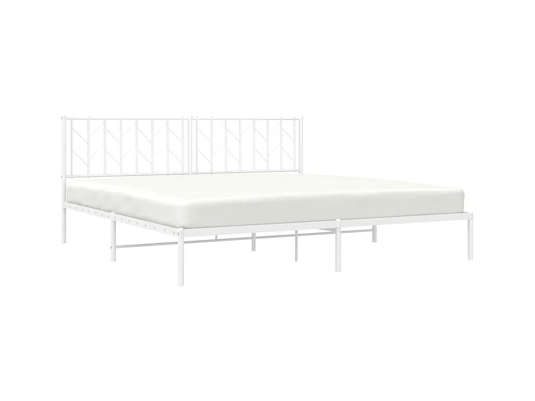 Cadre de lit métal sans matelas et tête de lit blanc 193x203 cm