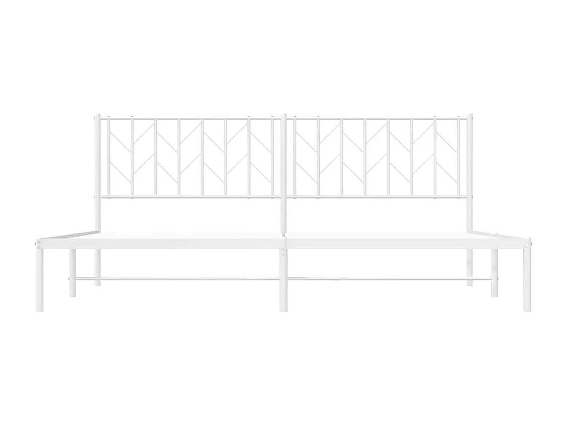 Cadre de lit métal sans matelas et tête de lit blanc 193x203 cm
