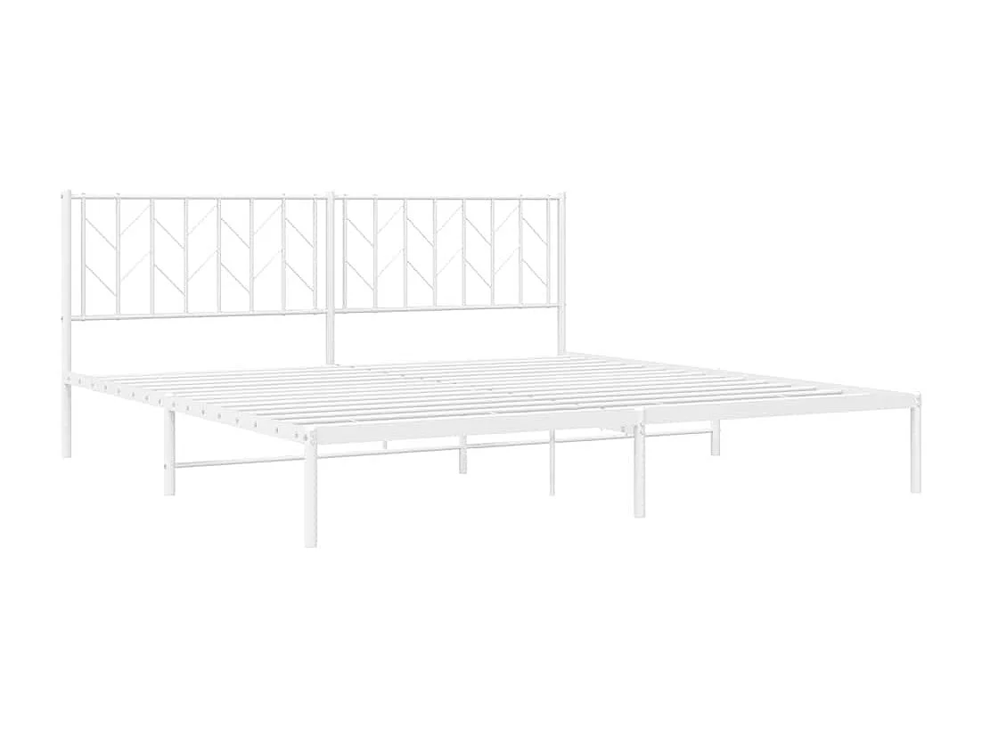 Cadre de lit métal sans matelas et tête de lit blanc 193x203 cm