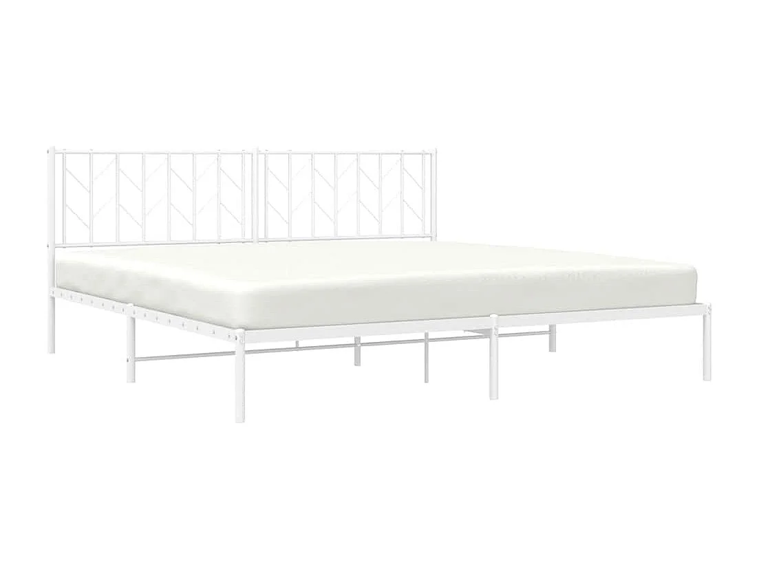 Cadre de lit métal sans matelas et tête de lit blanc 193x203 cm