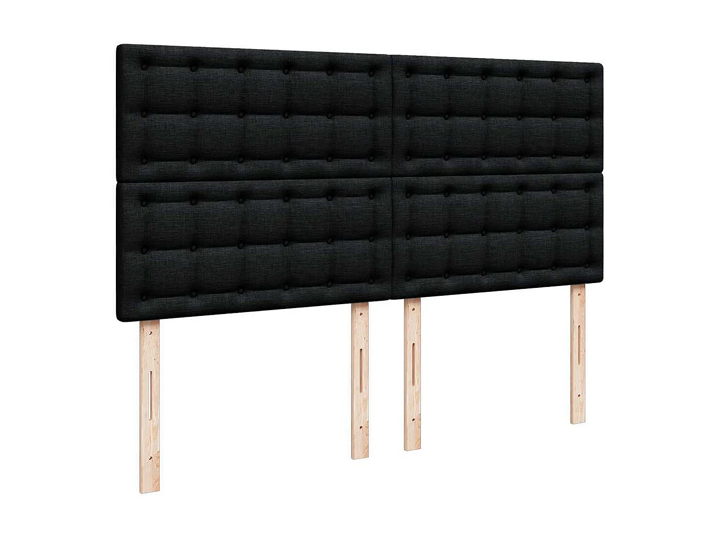 Sommier à lattes de lit avec matelas Noir 200x200 cm Tissu