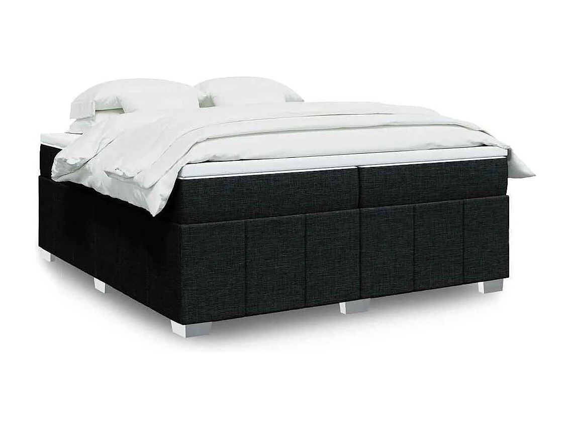 Boxspring met matras stof zwart 200x200 cm