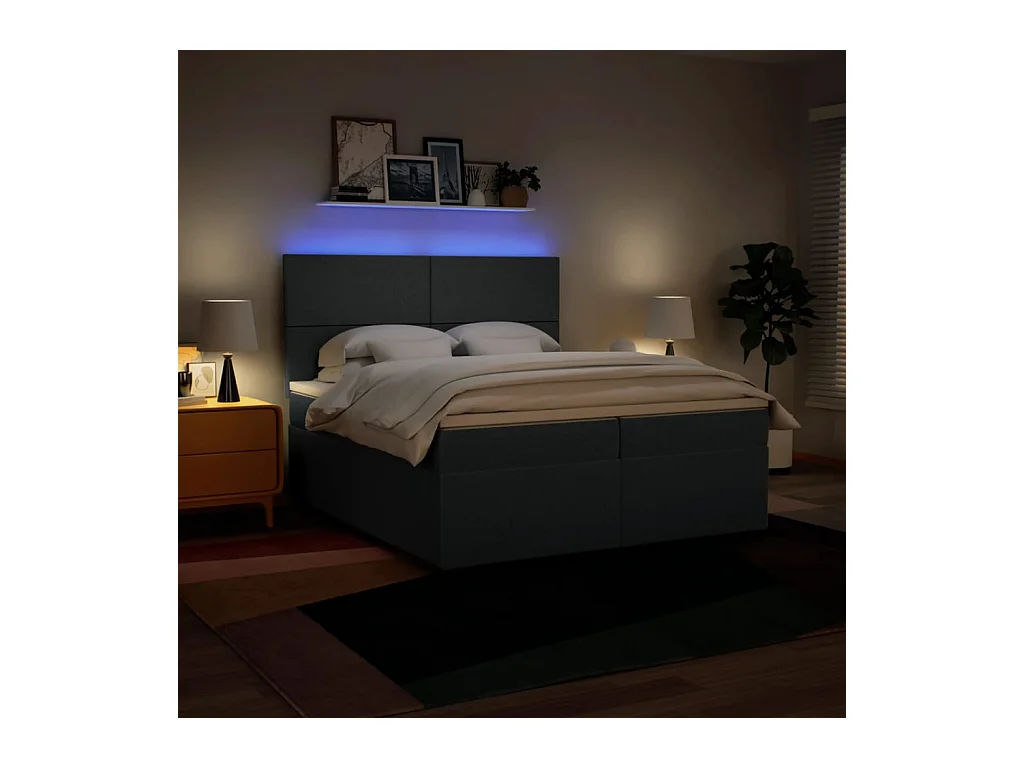 Sommier à lattes de lit avec matelas Bleu 200x200 cm Tissu