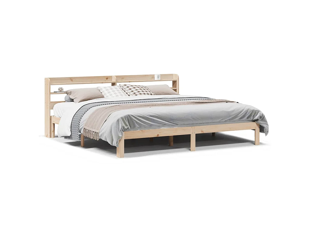 Bedframe met hoofdbord massief grenenhout 200x200 cm
