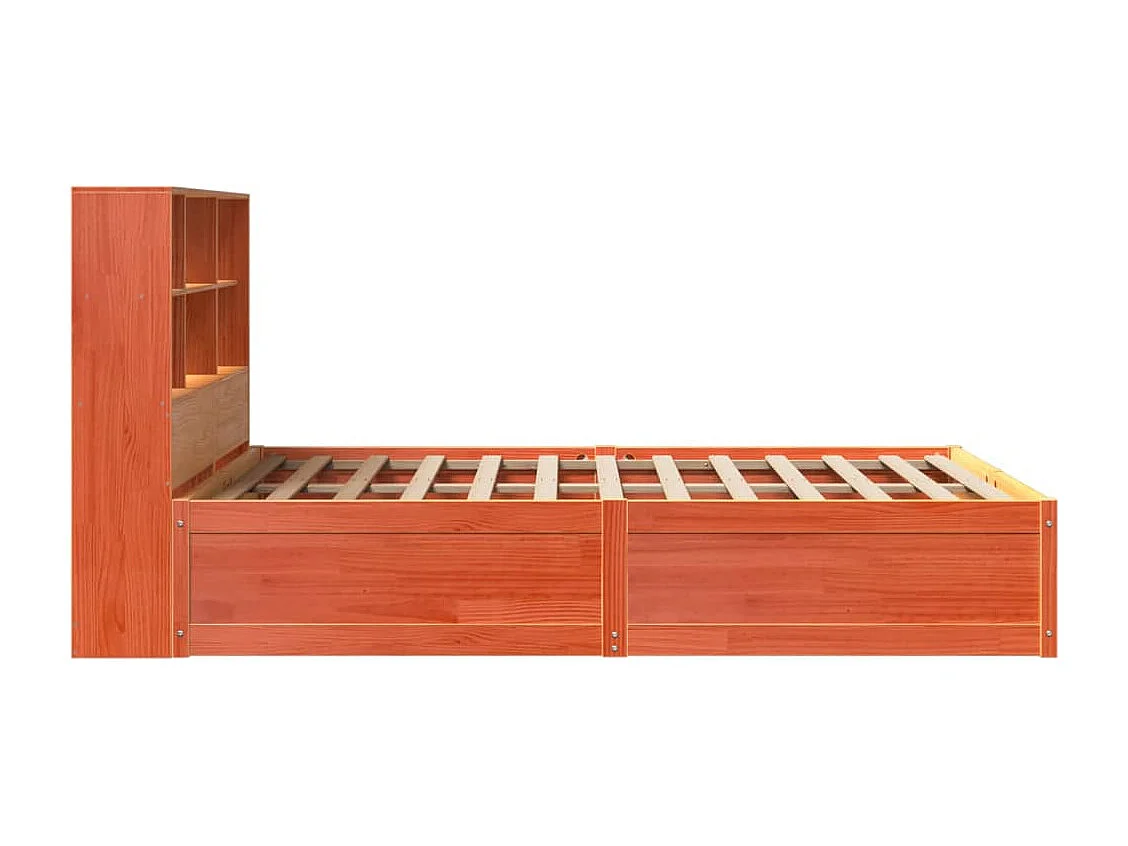 Cama sem colchão 150x200 cm madeira pinho maciça castanho-mel
