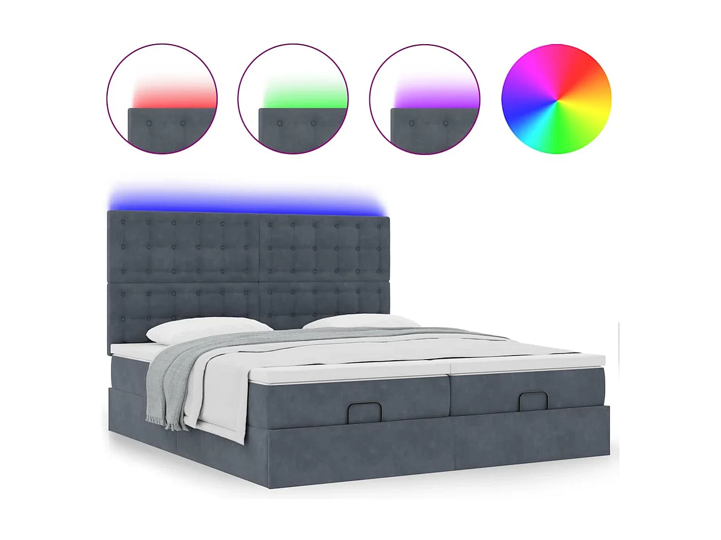 Struttura Letto Pouf con Materassi 200x200 cm Velluto