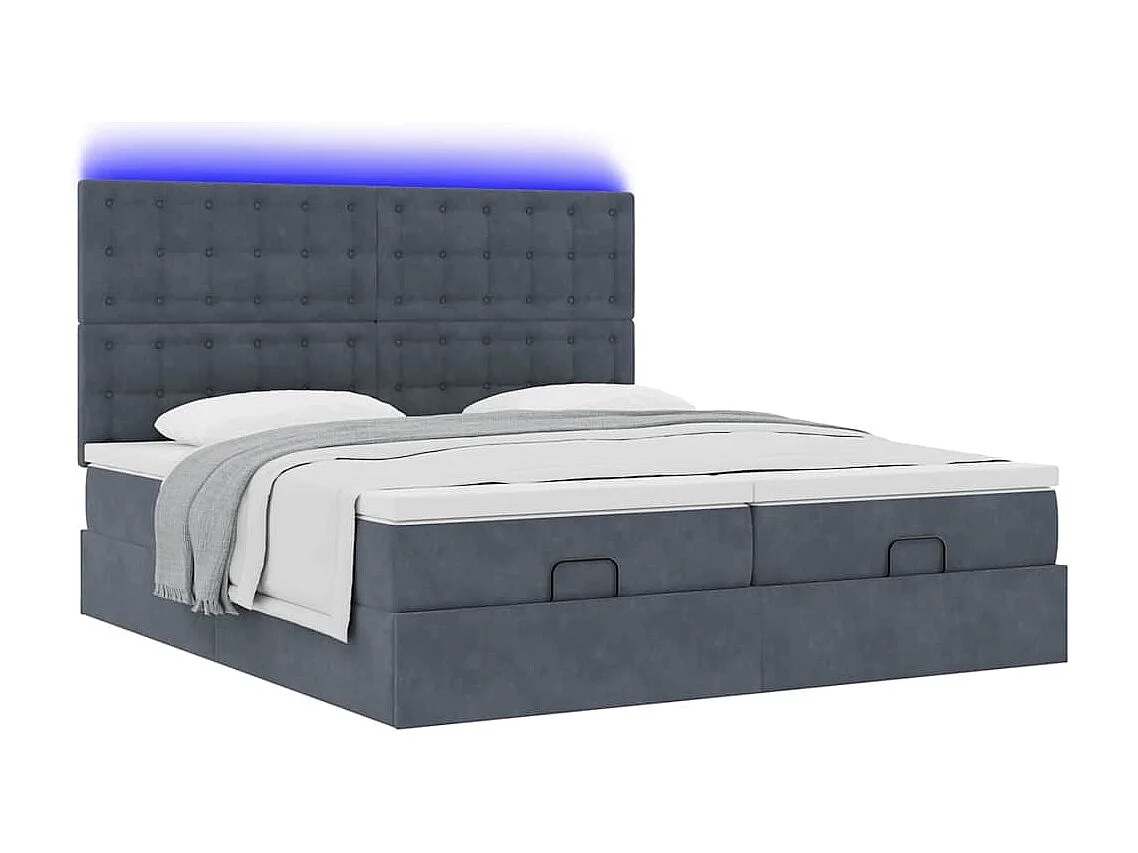 Struttura Letto Pouf con Materassi 200x200 cm Velluto