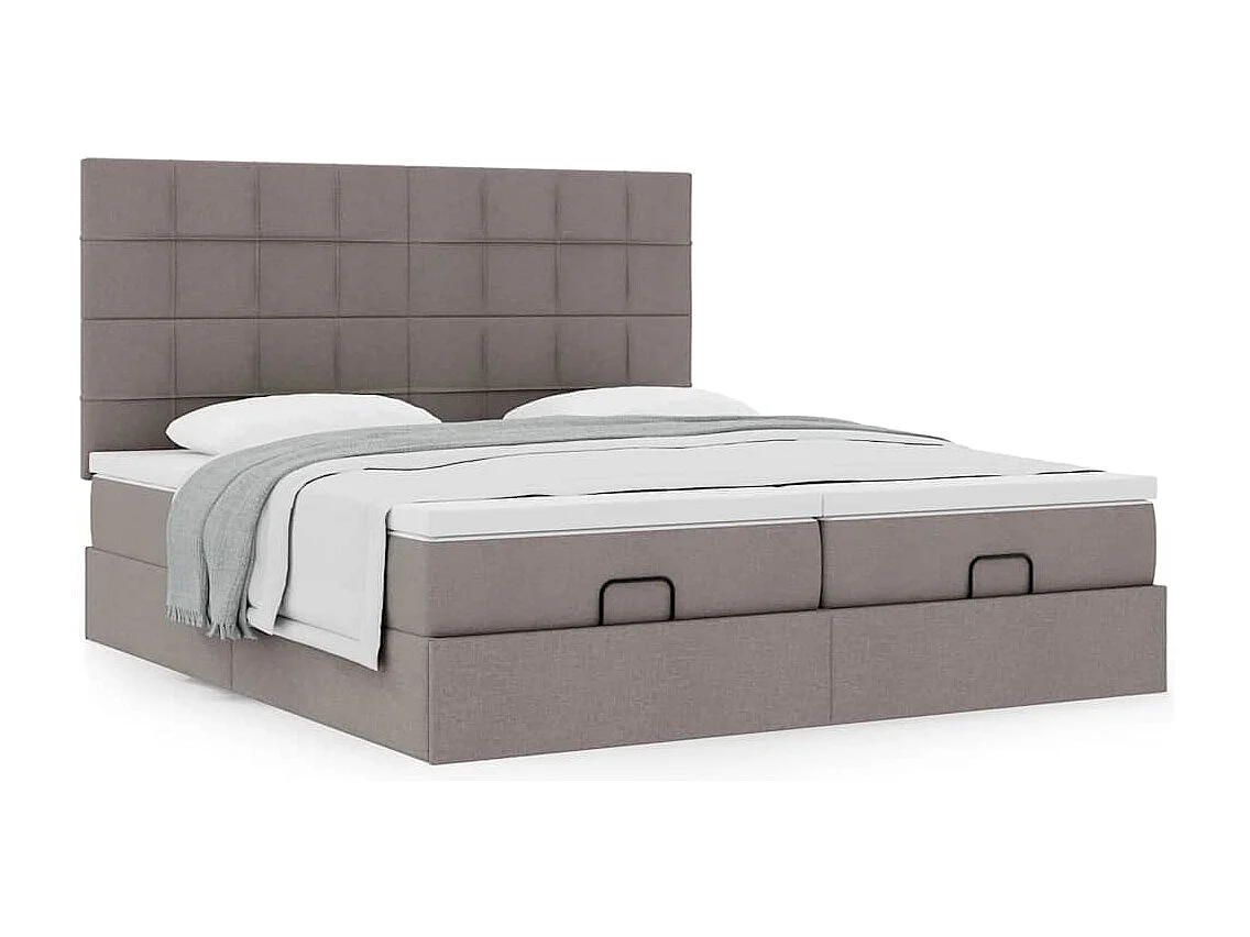 Cadre de lit ottoman avec matelas taupe 200x200cm tissu