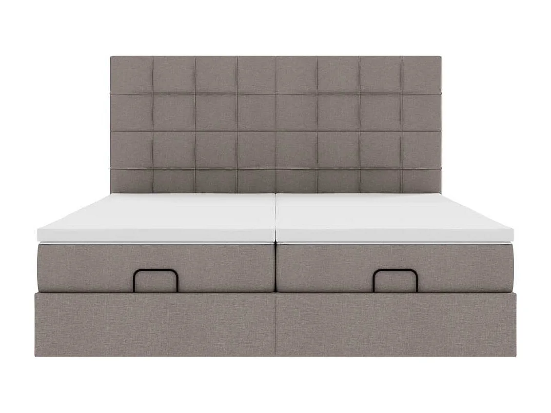 Cadre de lit ottoman avec matelas taupe 200x200cm tissu