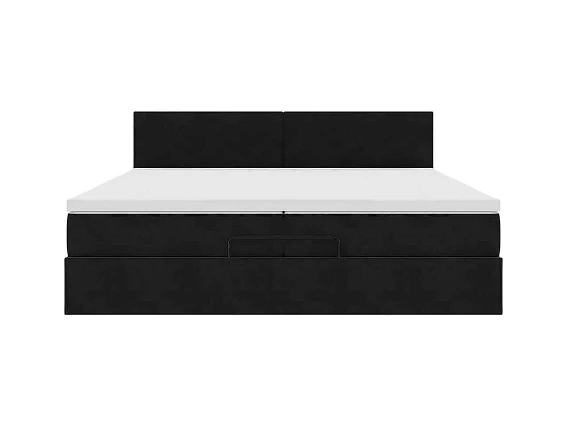 Cadre de lit ottoman avec matelas noir 200x200 cm velours