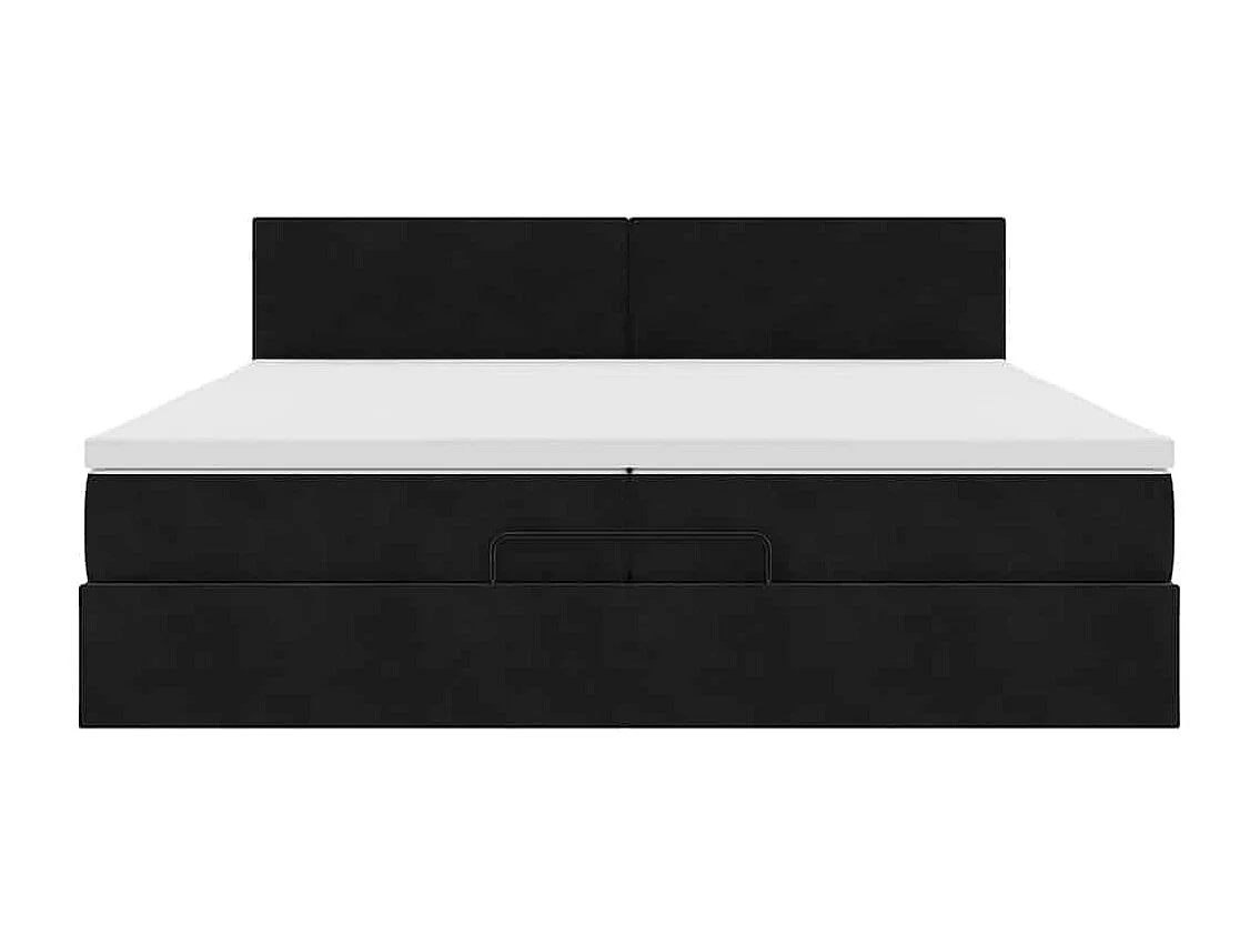Ottoman-Bett mit Matratze Schwarz 200x200 cm Samt