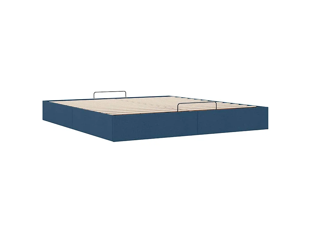 Cadre de lit ottoman sans matelas bleu 200x200 cm tissu