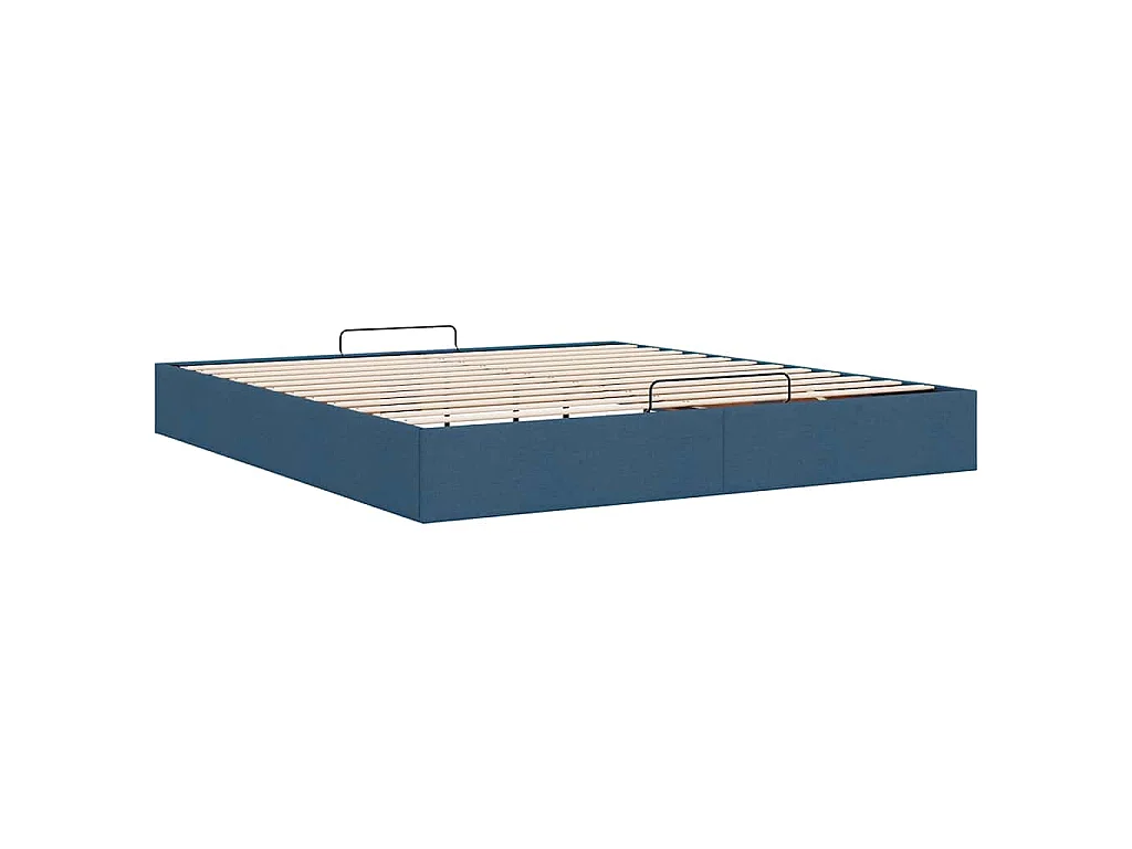 Cadre de lit ottoman sans matelas bleu 200x200 cm tissu