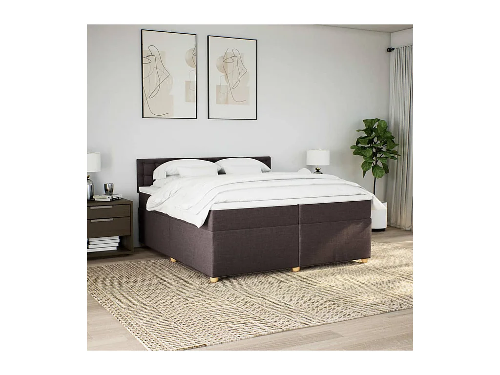 Sommier à lattes de lit avec matelas Marron foncé 200x200 cm