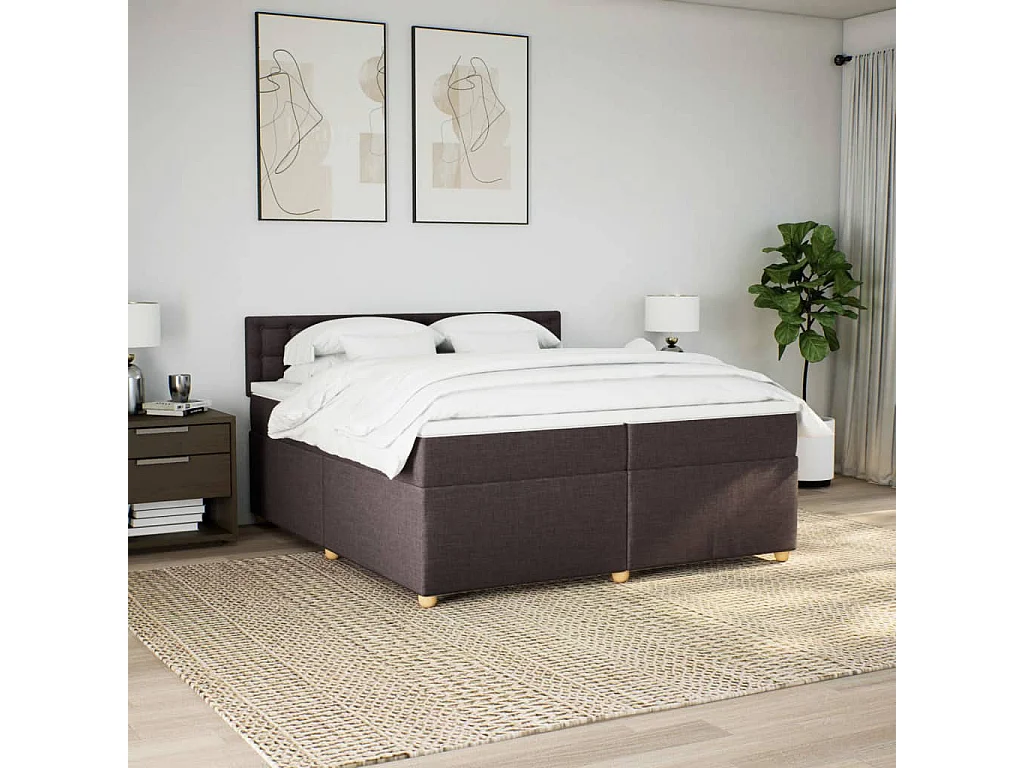 Boxspringbett mit Matratze Dunkelbraun 200x200 cm Stoff