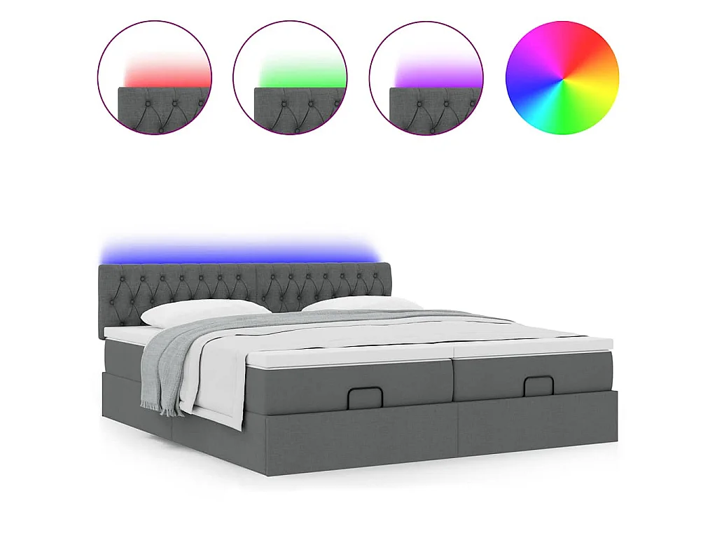 Struttura Letto Pouf con Materassi 200x200 cm in Tessuto