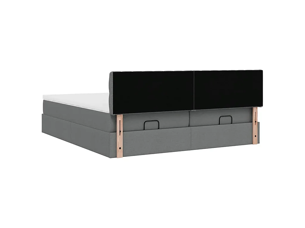 Ottoman bed met matrassen en LED's 200x200cm stof donkergrijs