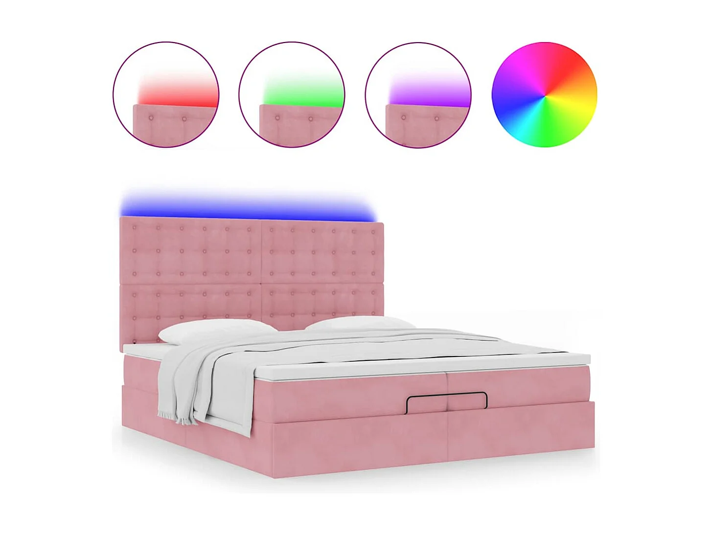 moldura de cama otomana  com colchão rosa 200x200cm Veludo