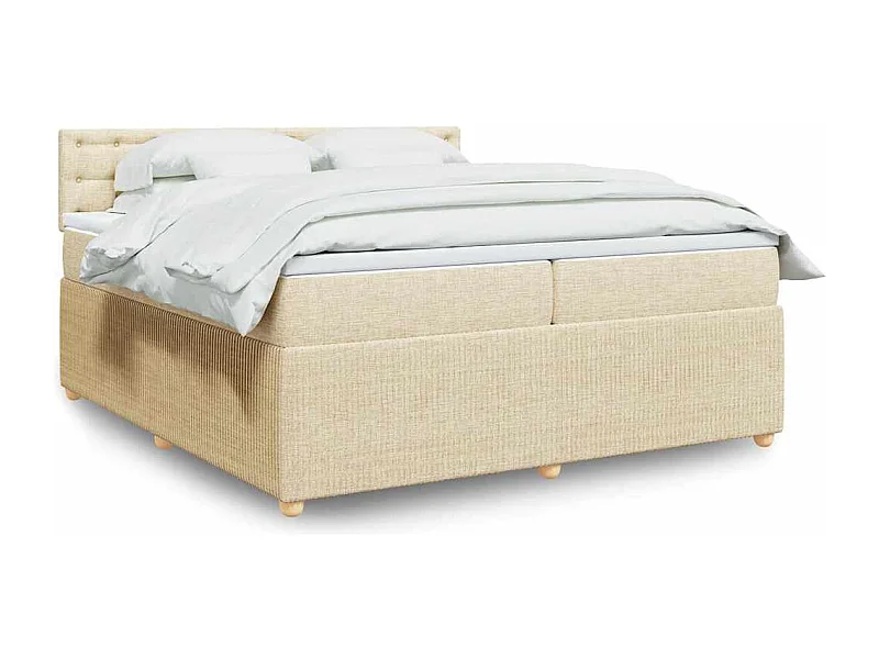 Boxspringbett mit Matratze Creme 200x200 cm Stoff
