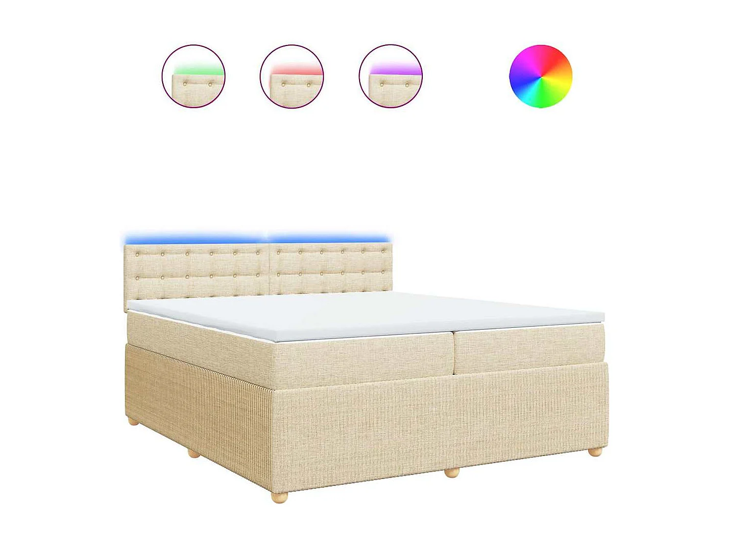 Sommier à lattes de lit avec matelas Crème 200x200 cm Tissu