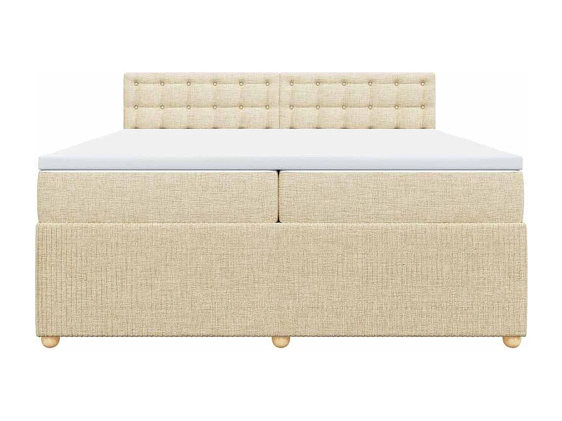 Sommier à lattes de lit avec matelas Crème 200x200 cm Tissu