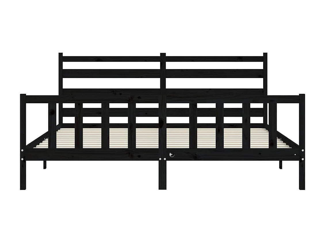 Giroletto con Testiera Nero 200x200 cm in Legno Massello