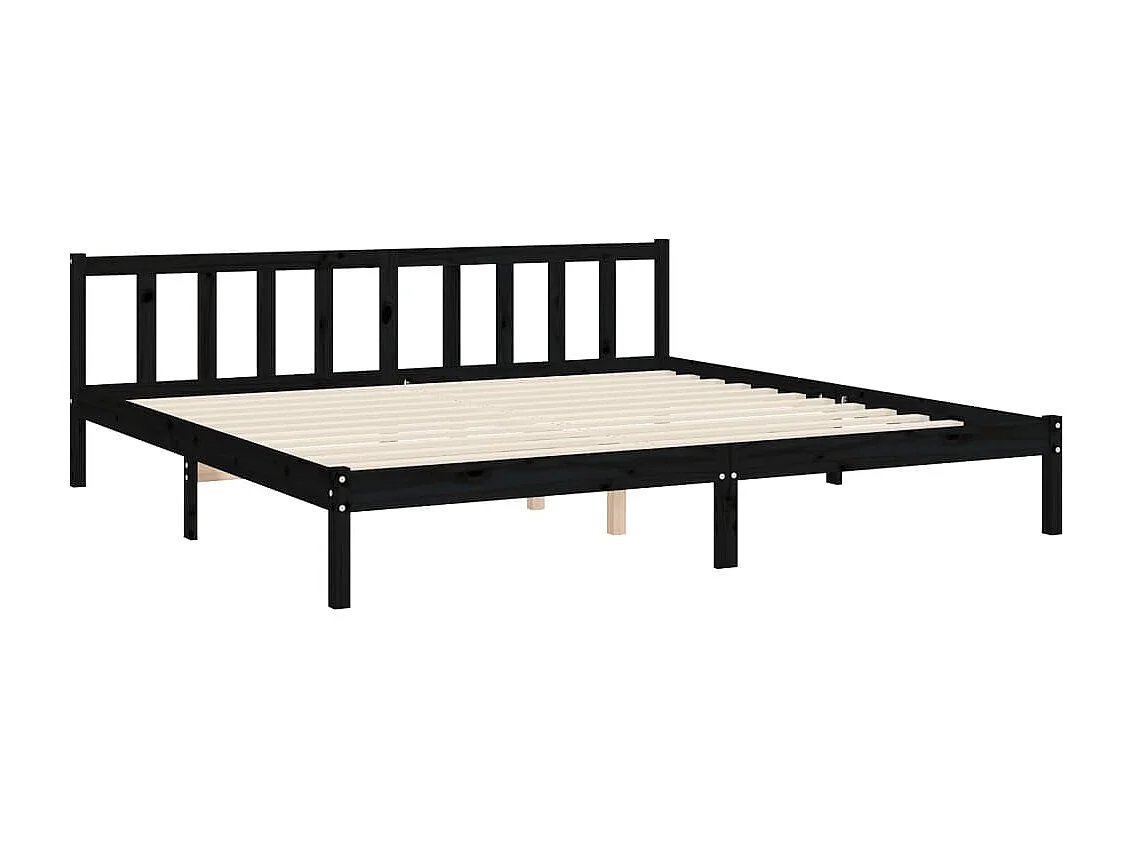Giroletto con Testiera Nero 200x200 cm in Legno Massello