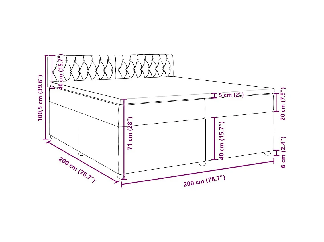 Sommier à lattes de lit avec matelas Noir 200x200 cm Tissu