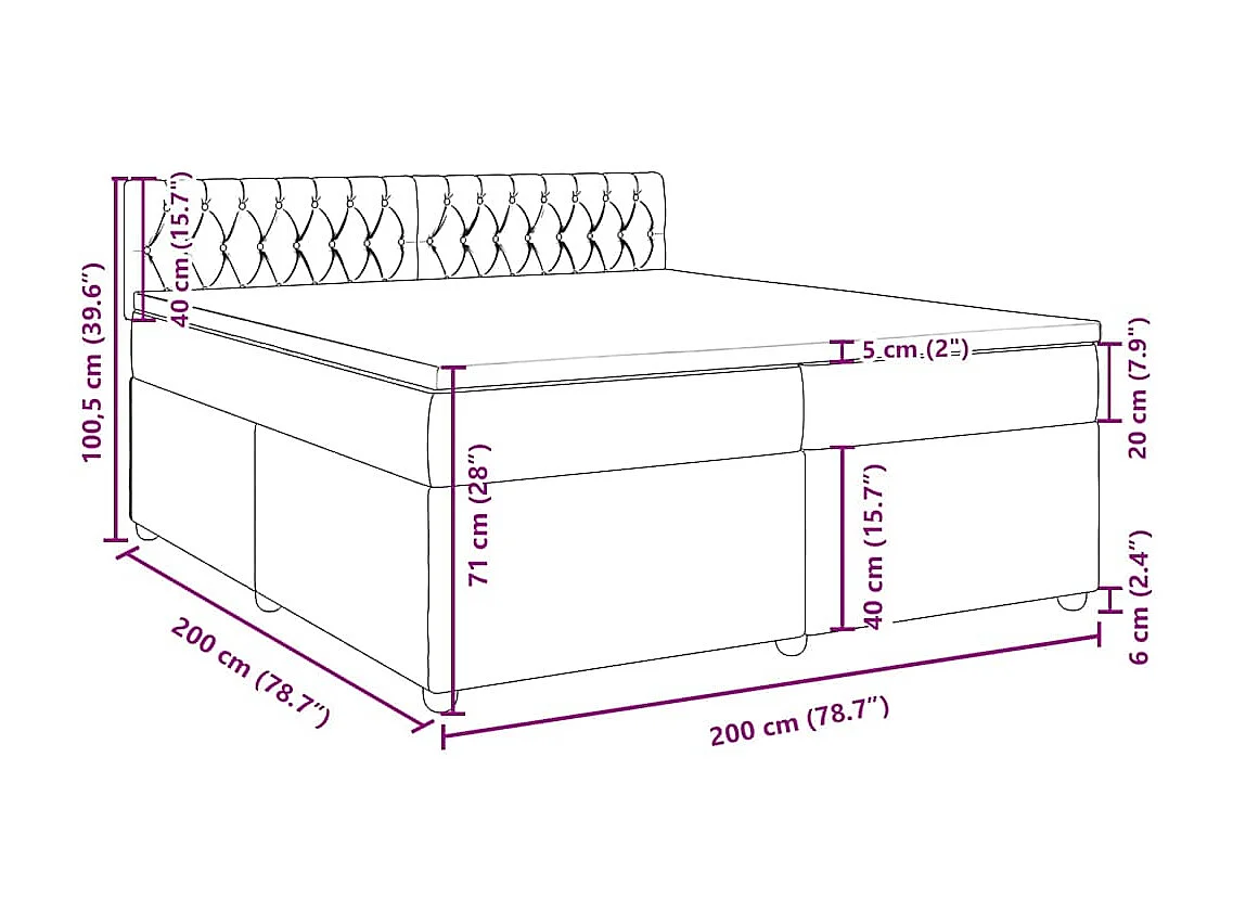 Boxspring met matras stof zwart 200x200 cm