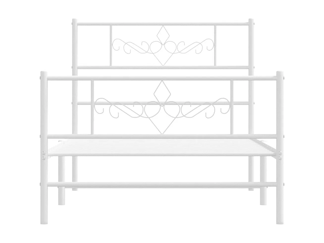 Estrutura de cama com cabeceira e pés 107x203 cm metal branco