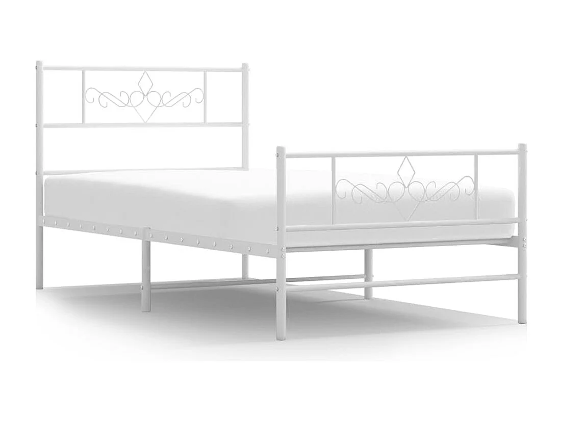 Bedframe met hoofd- en voeteneinde metaal wit 107x203 cm