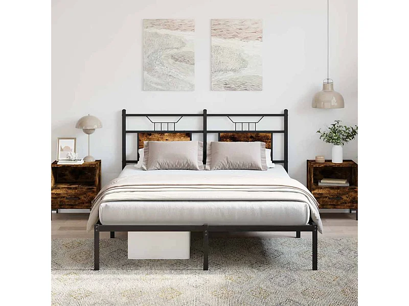 Cadre de lit sans matelas chêne fumé 150x200 cm bois ingénierie