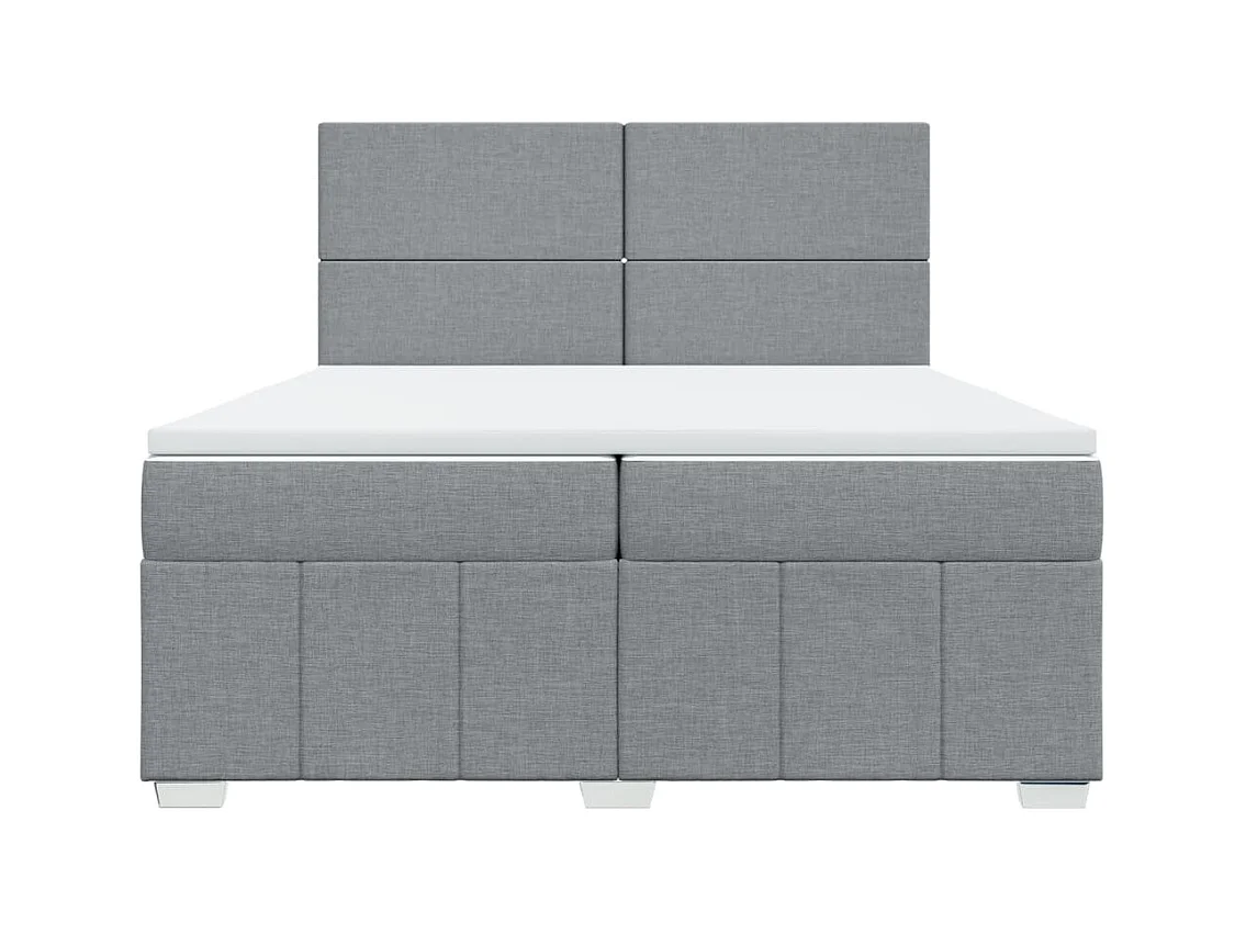 Boxspring met matras stof lichtgrijs 200x200 cm
