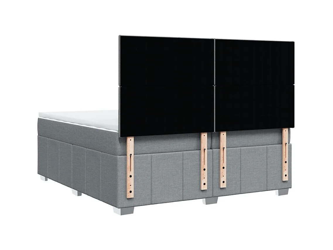 Boxspring met matras stof lichtgrijs 200x200 cm