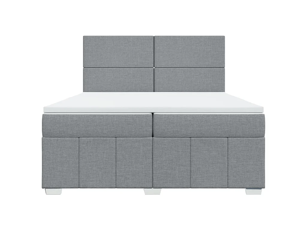Cama com molas/colchão 200x200 cm tecido cinza-claro