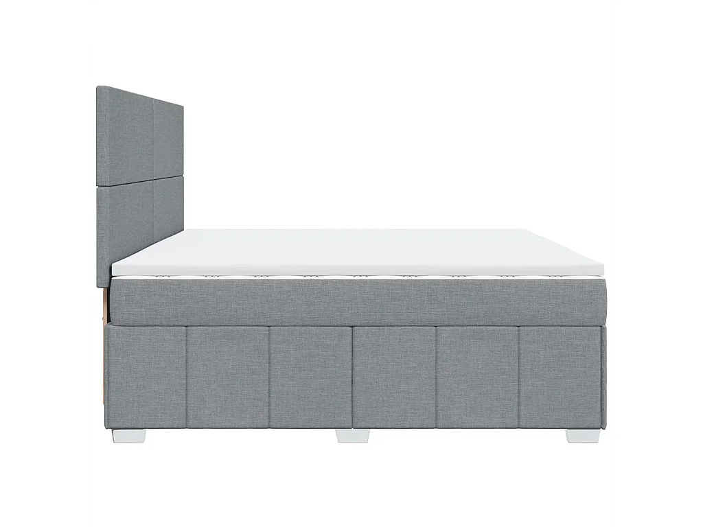 Cama com molas/colchão 200x200 cm tecido cinza-claro