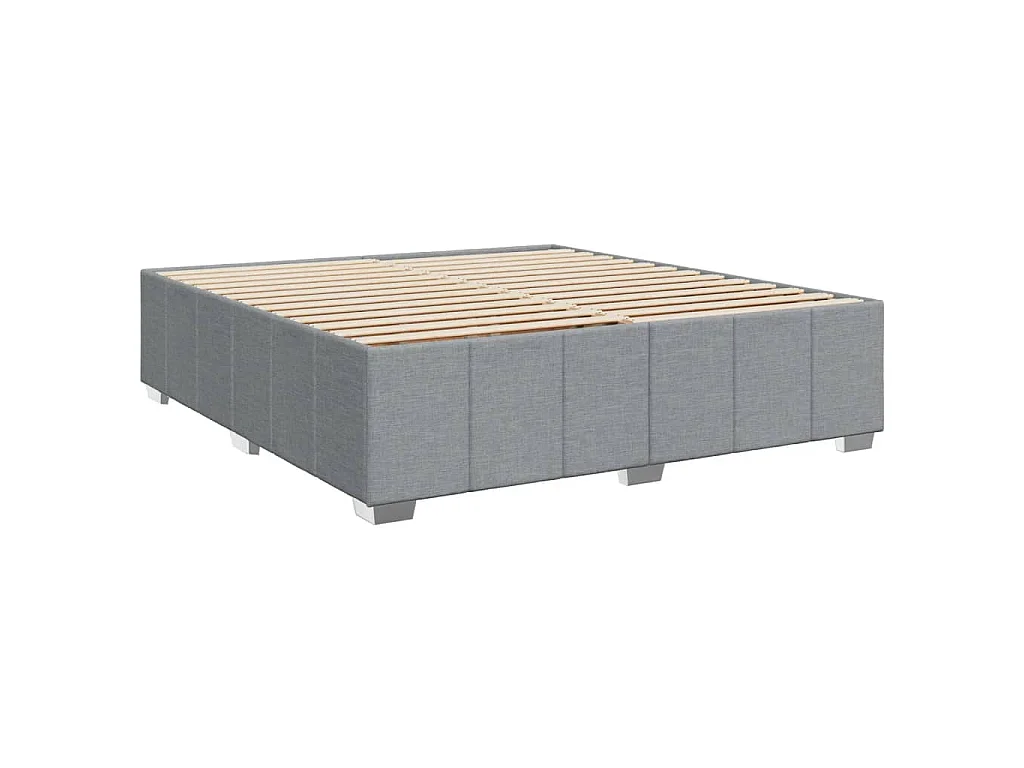 Cama com molas/colchão 200x200 cm tecido cinza-claro