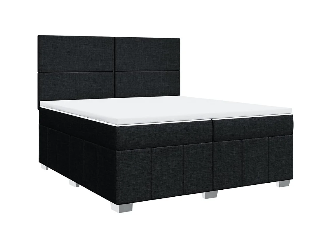 Cama box spring con colchón tela negro 200x200 cm