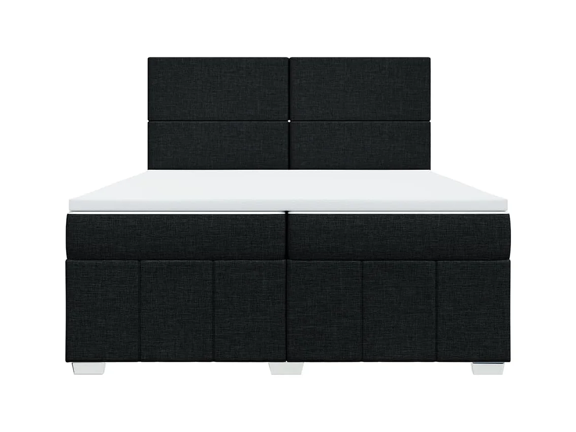 Cama box spring con colchón tela negro 200x200 cm