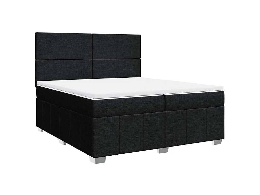 Cama box spring con colchón tela negro 200x200 cm