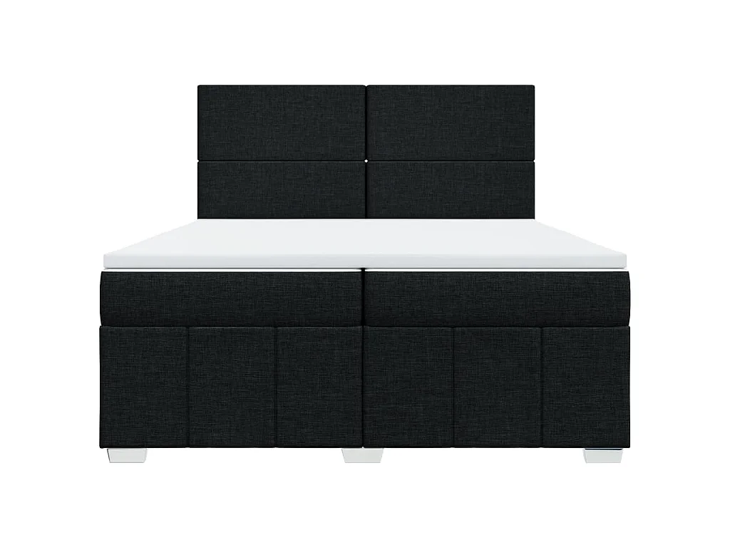 Cama box spring con colchón tela negro 200x200 cm