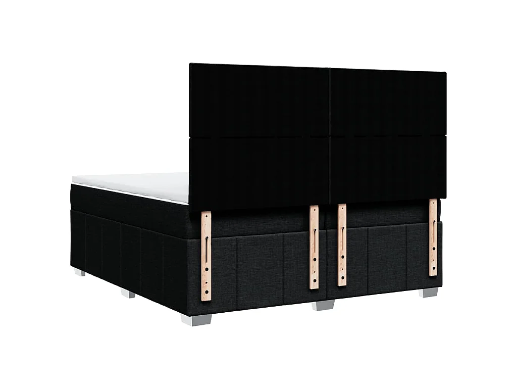 Cama box spring con colchón tela negro 200x200 cm