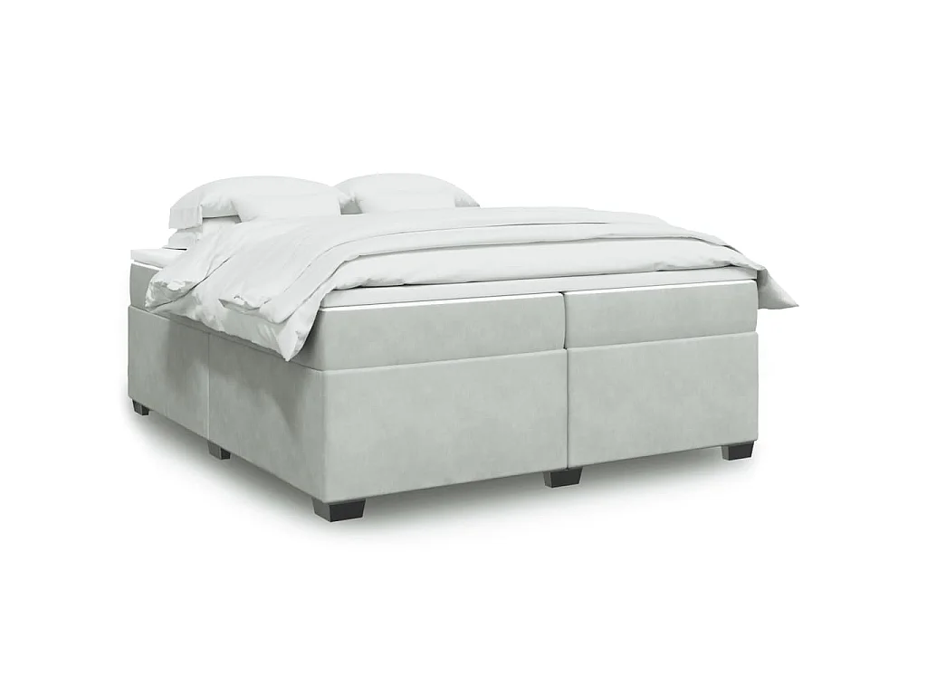 Boxspringbett mit Matratze Hellgrau 200x200 cm Samt
