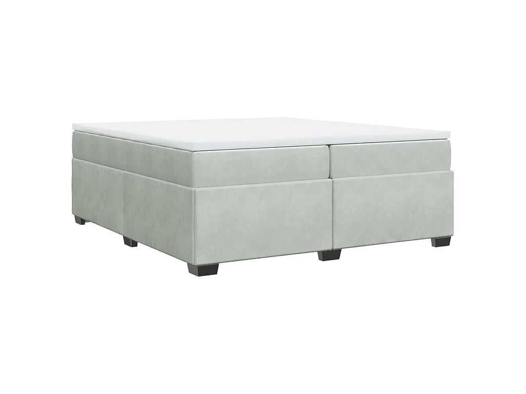 Boxspring met matras fluweel lichtgrijs 200x200 cm