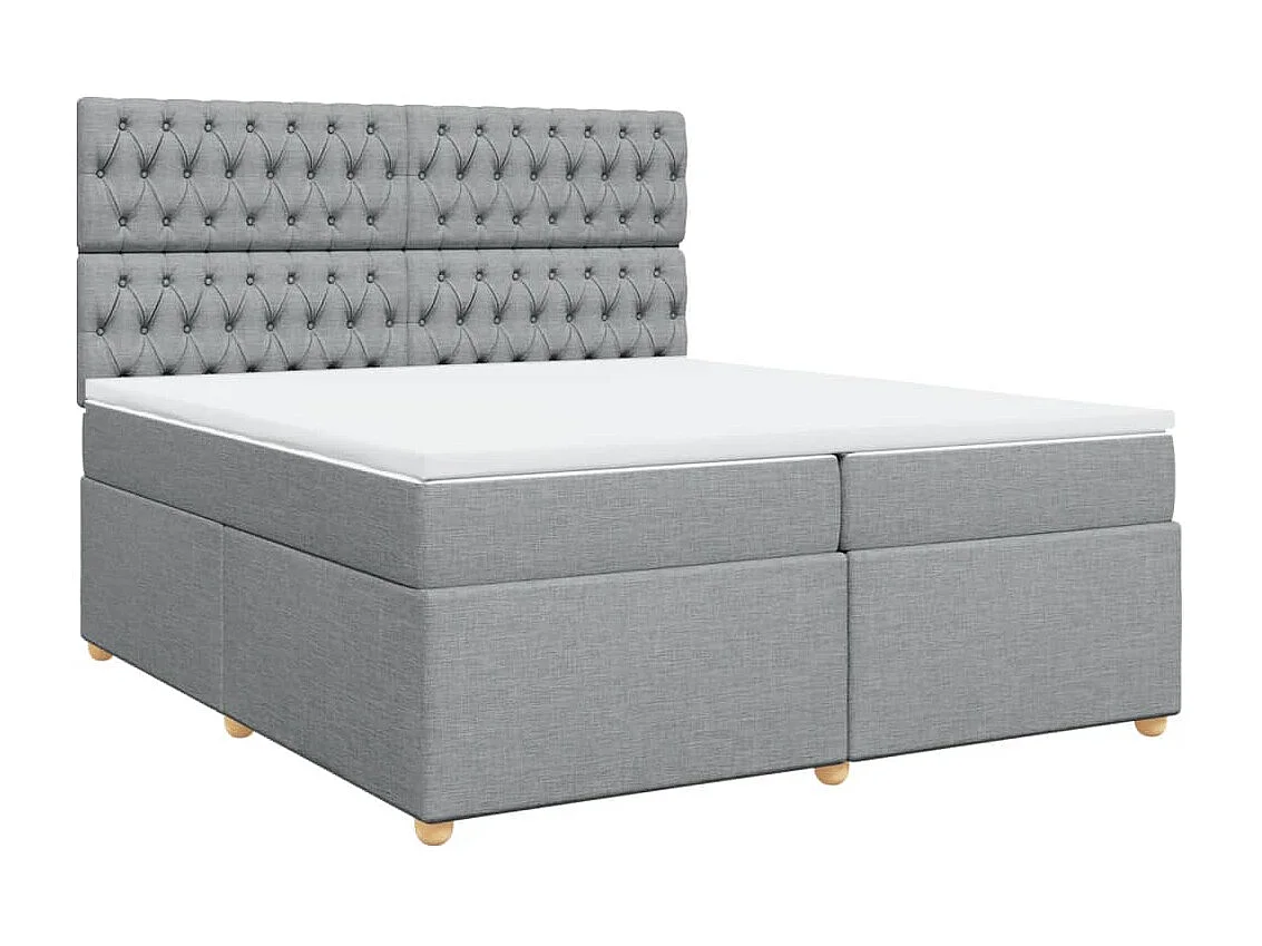 Boxspringbett mit Matratze Hellgrau 200x200 cm Stoff