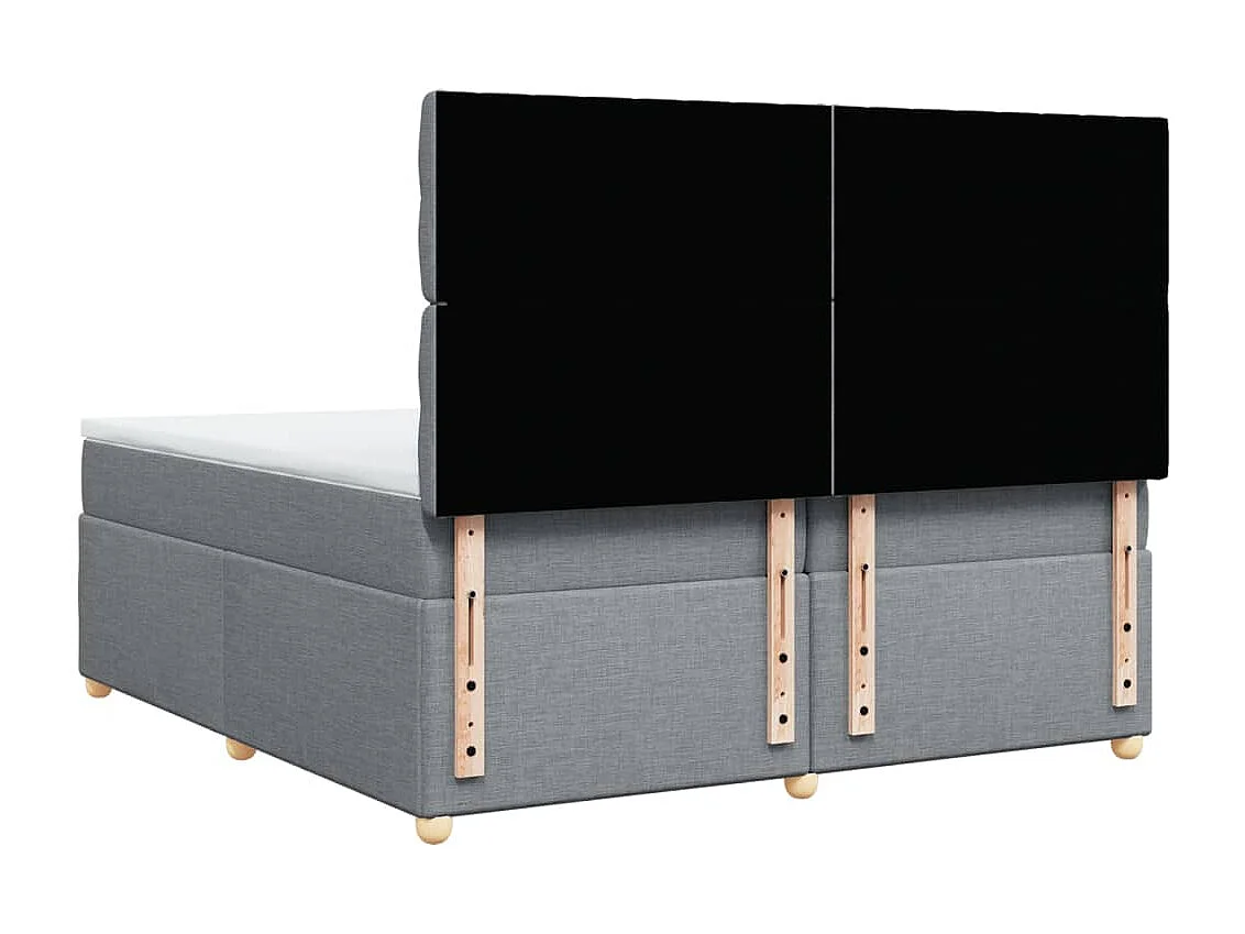 Boxspringbett mit Matratze Hellgrau 200x200 cm Stoff