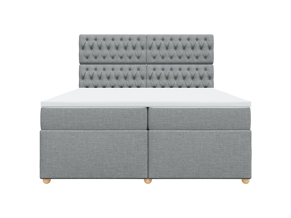 Cama com molas/colchão 200x200 cm tecido cinza-claro