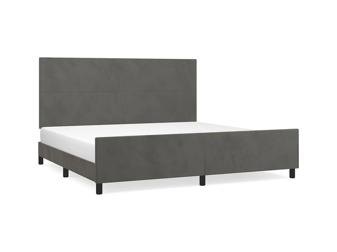 Cadre de lit sans matelas gris foncé 200x200 cm velours
