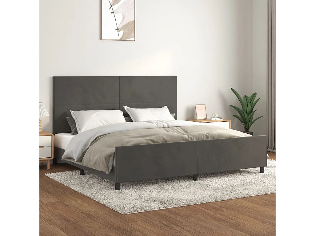 Giroletto senza Materasso Grigio Scuro 200x200 cm Velluto