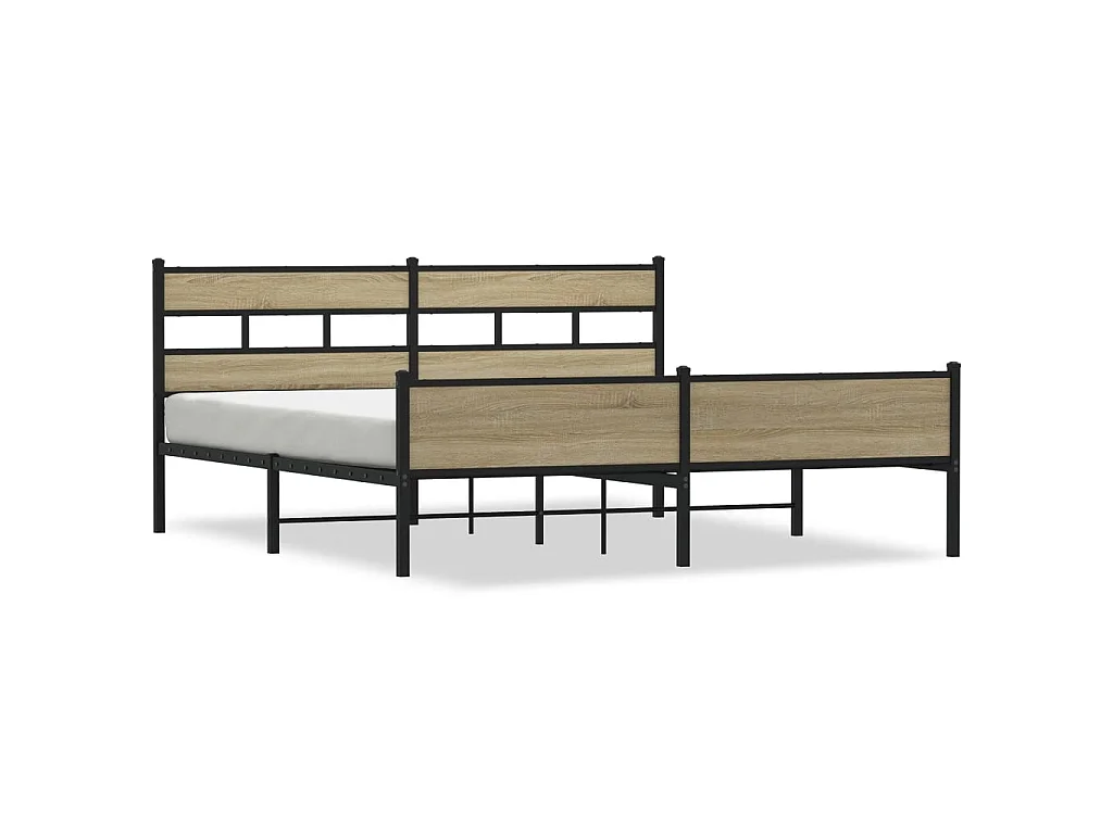 Cadre de lit en métal sans matelas chêne sonoma 200x200 cm